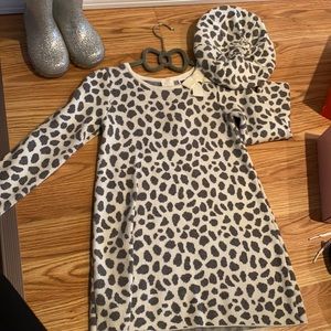 Two piece sweater dress and beret